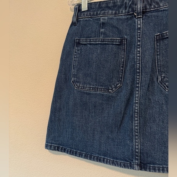 Madewell Utility Denim Zipper Front 70s Hippie Mini Blue Jean Skirt Size 26 - Picture 10 of 12